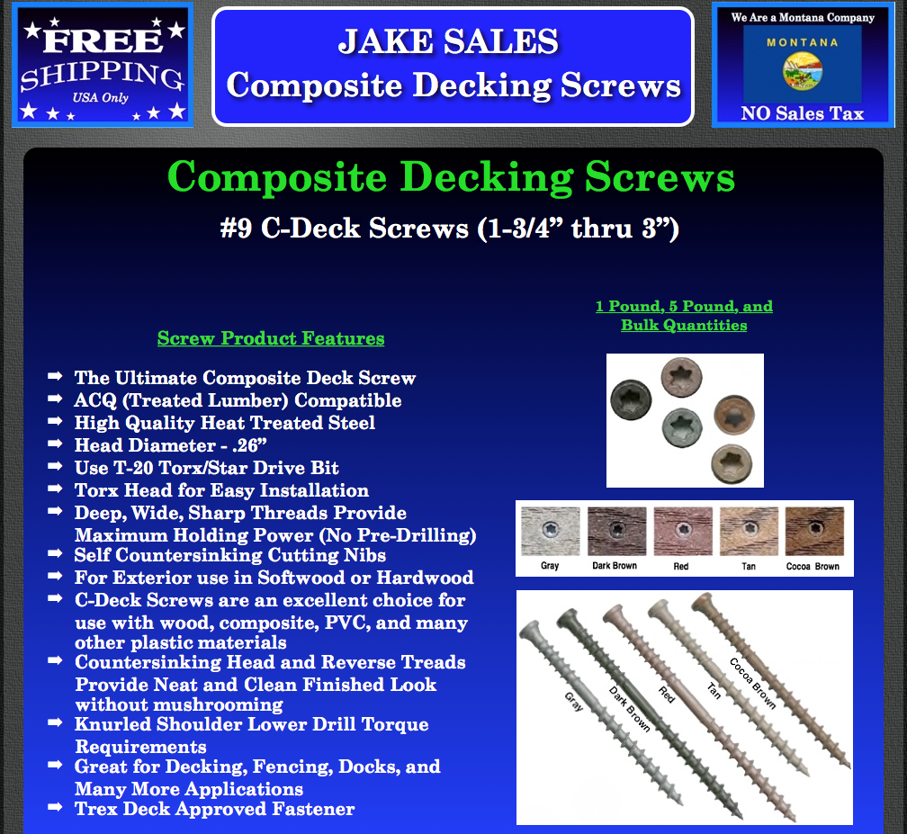 Torx Drive COMPOSITE DECKING SCREWS (CDeck) Coated composite + wood